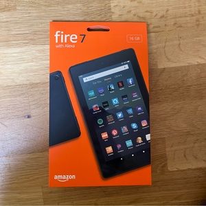 Amazon Black Fire 7 Tablet with Alexa and purple case